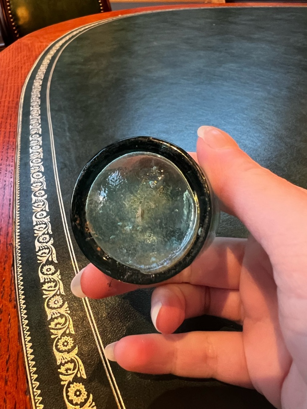 Antique Vintage Victorian Glass Inkwell - Picture 4 of 7